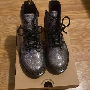 Dr. Martens AirWair gunmetal coated glitter boots size 3